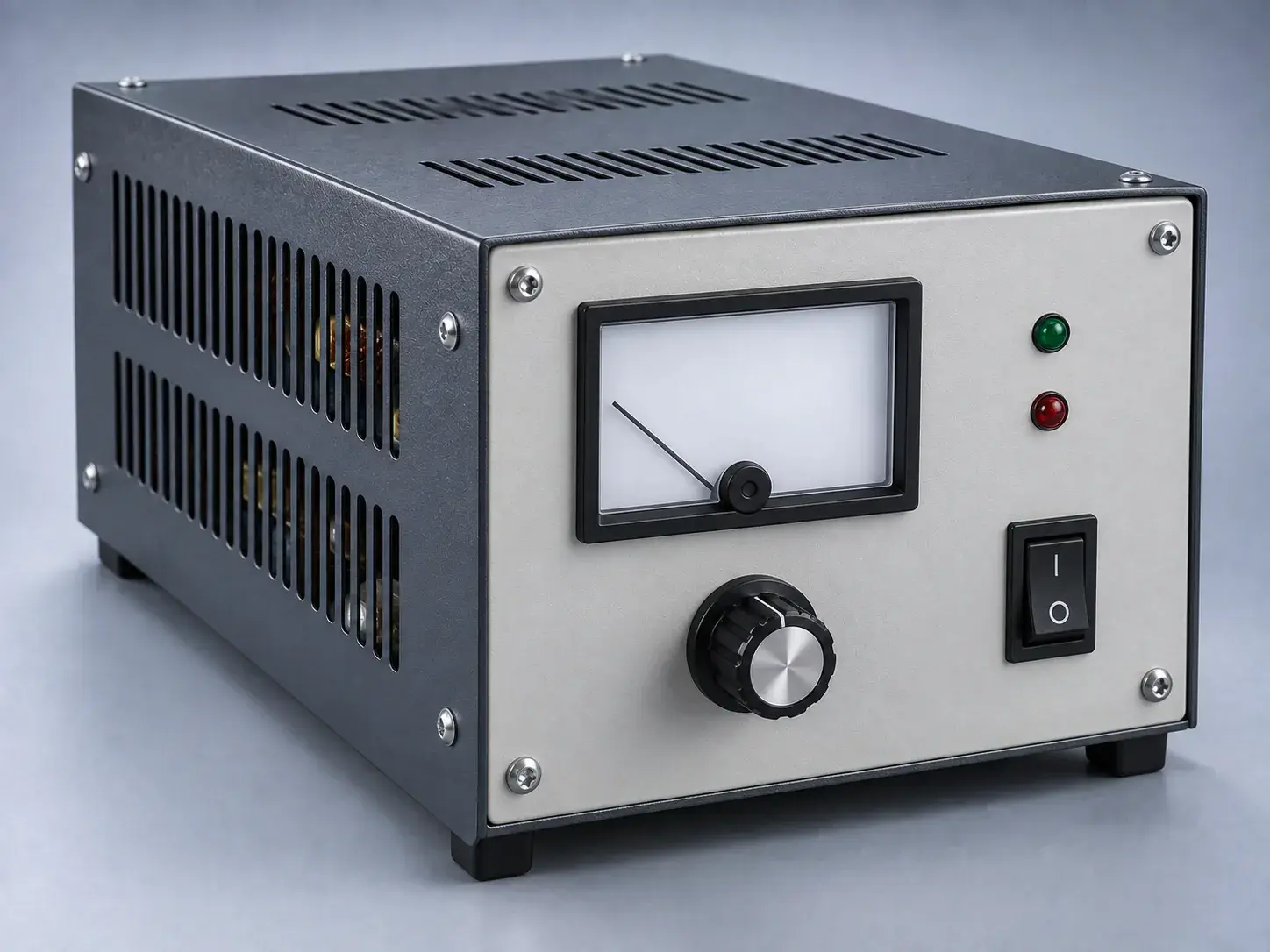 A new panel-mount genset battery charger in a vented steel case