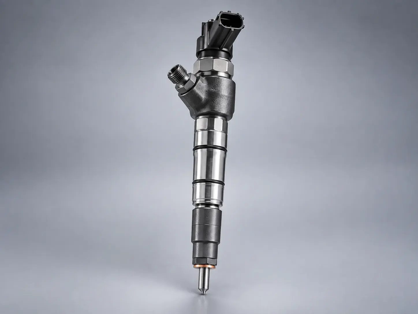 A new common-rail diesel fuel injector standing nozzle down