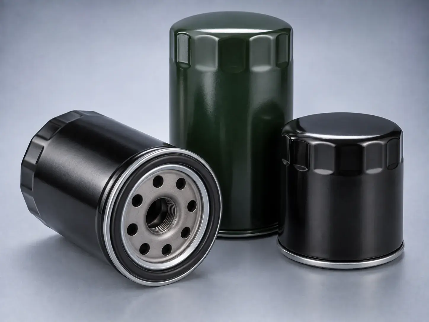 Three new spin-on engine filters of different heights